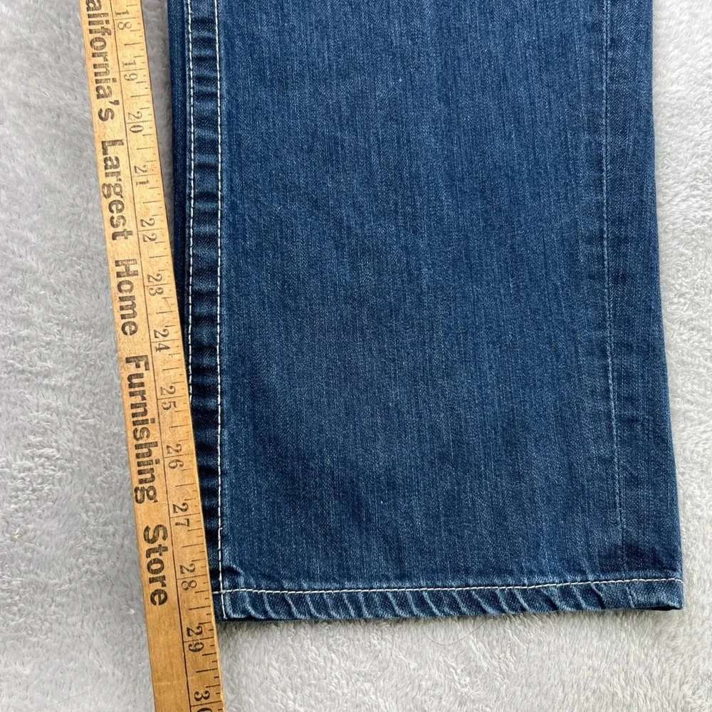 True Religion Ricky Big T Jeans 42 Straight Blue‎ Mens Y2K Contrast Stitch USA